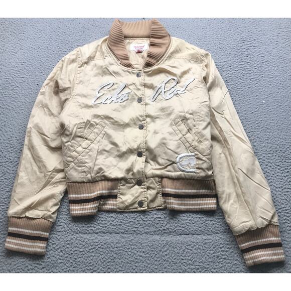 Vintage Y2K Marc Ecko Red Quilted Lined Bomber Jacket Womens XL Snap Pocket Tan - Picture 1 of 12